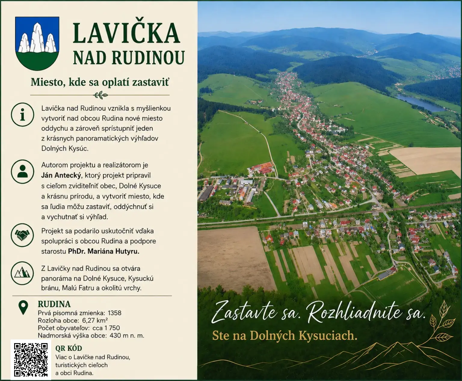 Informačná tabuľa Lavička nad Rudinou
